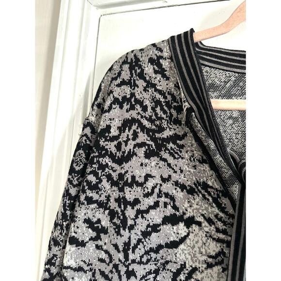 MING WANG Animal Zebra Print Knit Dress Contrast Tie Curve Plus Gray Black 2X - Picture 3 of 5